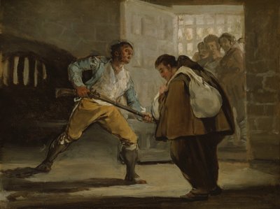 El Maragato amenaza al fraile Pedro de Zaldivia con su arma, c. 1806 de Francisco de Goya