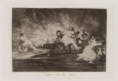 Escapan entre las llamas (They Escape through the Flames), Plate 41 from Los desastres de la guerra (The Disasters of War) de Francisco de Goya