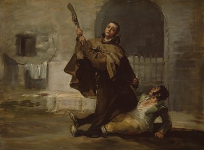 Fray Pedro Golpea a El Maragato con la Culata del Fusil, c. 1806 de Francisco de Goya