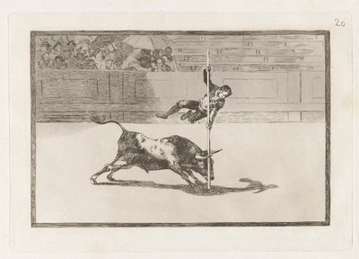 Ligereza y Audacia de Juanito Apinani en [el Anillo] en Madrid, Lámina 20 de La Tauromaquia de Francisco de Goya