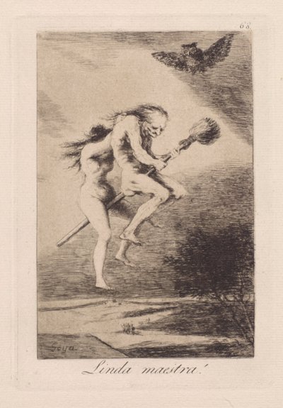 ¡Linda maestra! (¡Bonita maestra!), pl. 68 de la serie Los caprichos de Francisco de Goya