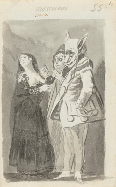 Máscaras Crueles [recto] de Francisco de Goya
