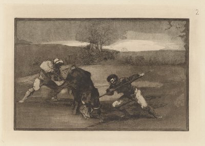 Otro modo de cazar ? pie (Another Way of Hunting on Foot), Plate 2 from La tauromaquia de Francisco de Goya