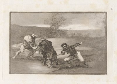 Otro modo de cazar ? pie (Another Way of Hunting on Foot), Plate 2 from La tauromaquia de Francisco de Goya
