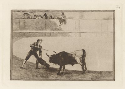 ¿Pedro Romero? al toro de pie (Pedro Romero matando al toro detenido), lámina 30 de The Bull Machinery de Francisco de Goya