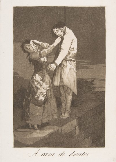 Placa 12 de Los Caprichos: A caza de dientes, 1799 de Francisco de Goya