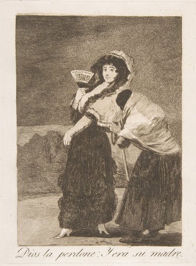 Los Caprichos, lámina 16: Por el amor de Dios: y era su madre Dios la perdone de Francisco de Goya