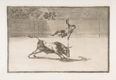 Lámina 20 de la Tauromaquia: La agilidad y audacia de Juanito Apiñani en el ruedo de Francisco de Goya