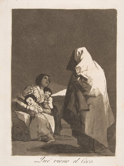 Placa 3 de Los Caprichos: Aquí viene el coco de Francisco de Goya