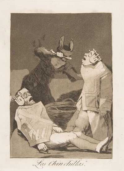 Placa 50 de Los Caprichos: Los Chinchillas de Francisco de Goya