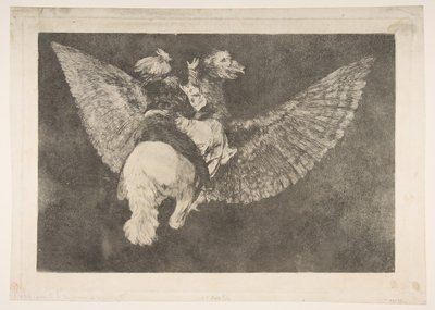Placa 5 de los Disparates: Locura Voladora, ca. 1816-23 impresión privada ca.1854 de Francisco de Goya