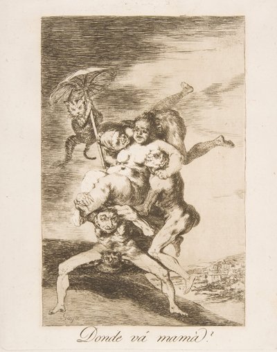 Placa 65 de Los Caprichos: ¿Dónde va mamá?, 1799 de Francisco de Goya