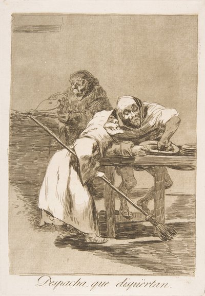 Placa 78 de Los Caprichos: Despacha, que despiertan., 1799 de Francisco de Goya