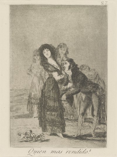 Quien mas rendido? (¿Cuál de ellos es el más vencido?), pl. 27 de la serie Los caprichos de Francisco de Goya