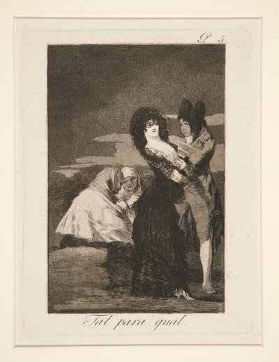 Tal para qual (Dos iguales), pl. 5 de Los caprichos de Francisco de Goya