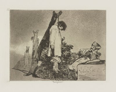 De nada. (No [en este caso] tampoco.), pl. 36 de la serie Los Desastres de la Guerra de Francisco de Goya