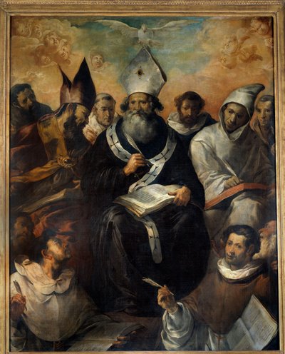 San Basilio dictando su doctrina. San Basilio de Cesarea o Basilio el Grande (330-379), monje, obispo de Cesarea de Capadocia, doctor de la Iglesia. Pintura de Francisco Herrera (1585-1657) (escuela española) 1639 de Francisco Herrera