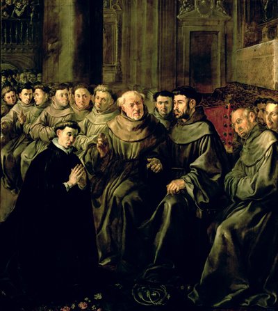 Bienvenida a San Buenaventura (1221-74) en la Orden Franciscana, c.1628 de Francisco Herrera