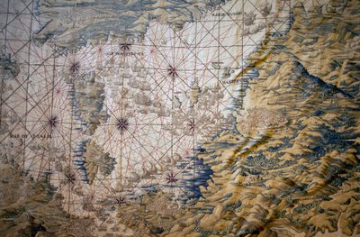 Mapa del Mar Mediterráneo - Detalle del conquete de Túnez (Túnez) - Tapiz de Francisco y Cornelius Van der Ggot (siglo XVIII), tejido en la fábrica real de tapices, a mediados del siglo XVIII, según el tapiz del siglo XVI de Willem de Pannema de Francisco Ignacio Vandergoten Canyuwell