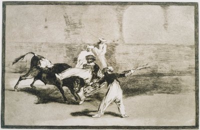 Un Moro atrapado por el toro... de La Tauromaquia de Francisco de Goya