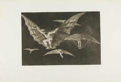 Una forma de volar, de Disparates, publicado como lámina 13 en Los Proverbios de Francisco Jose de Goya y Lucientes