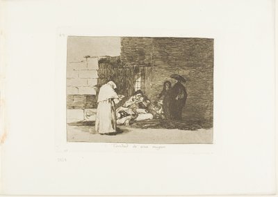 La caridad de una mujer, lámina 49 de Los desastres de la guerra de Francisco Jose de Goya y Lucientes