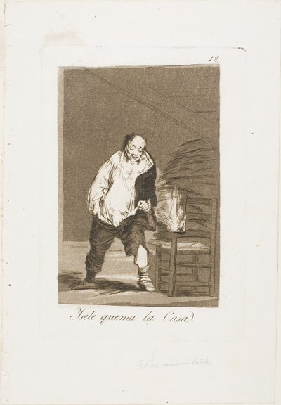 Y su casa está en llamas, placa 18 de Los Caprichos de Francisco Jose de Goya y Lucientes