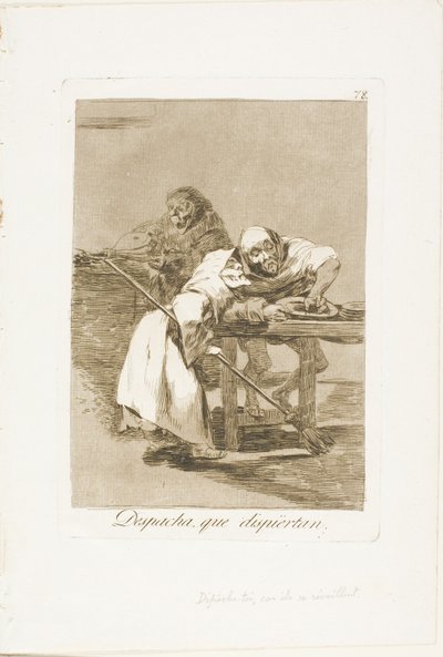 Rápido, se están despertando, lámina 78 de Los Caprichos de Francisco Jose de Goya y Lucientes