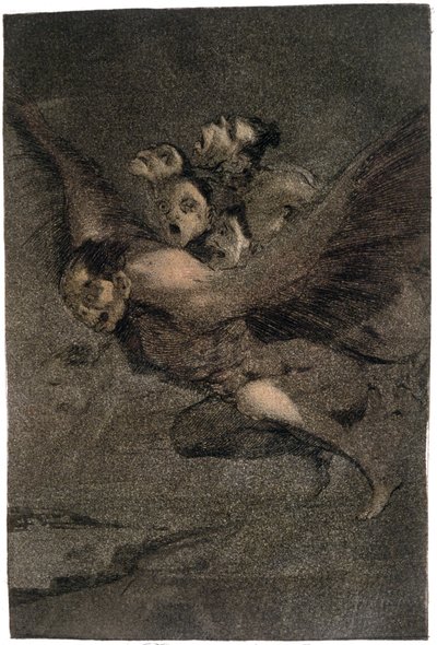 Buen Viage (Buen viaje). Monstruos con alas. c.1802 (grabado) de Francisco Jose de Goya y Lucientes