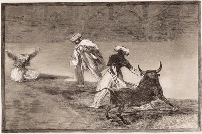 Tauromaquia: Los moros juegan con otro toro en un recinto de Francisco de Goya