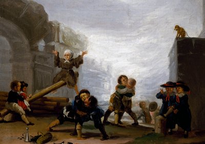 Niños peleando y jugando en un balancín de Francisco Jose de Goya y Lucientes