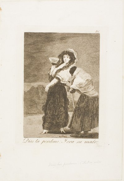 Por el amor de Dios: y era su madre, plato 16 de Los Caprichos de Francisco Jose de Goya y Lucientes