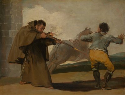 Fray Pedro dispara a El Maragato mientras su caballo huye de Francisco Jose de Goya y Lucientes