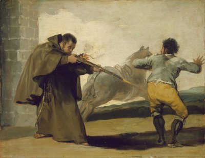 El fraile Pedro dispara a El Maragato mientras su caballo huye de Francisco de Goya