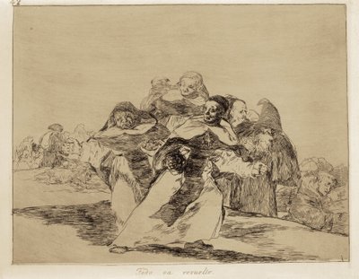 GOYA Y LUCIENTES, Francisco de (1746-1828). Todo está al revés. 1810-1820. (17,6 x 22,2 cm). Lámina 42 de "Los desastres de la guerra". Aguafuerte. ESPAÑA. MADRID (COMUNIDAD AUTÓNOMA). Madrid. Museo del Prado de Francisco Jose de Goya y Lucientes