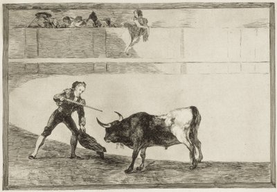 GOYA Y LUCIENTES, Francisco de (1746-1828). Pedro Romero matando al toro parado. 1816. (25,1 x 35,9 cm). ROMERO, Pedro (1754-1839). Torero español. Lámina 30 de "El arte de torear". Aguafuerte. ESPAÑA. MADRID (COMUNIDAD AUTÓNOMA). Madrid. Nacional de Francisco Jose de Goya y Lucientes