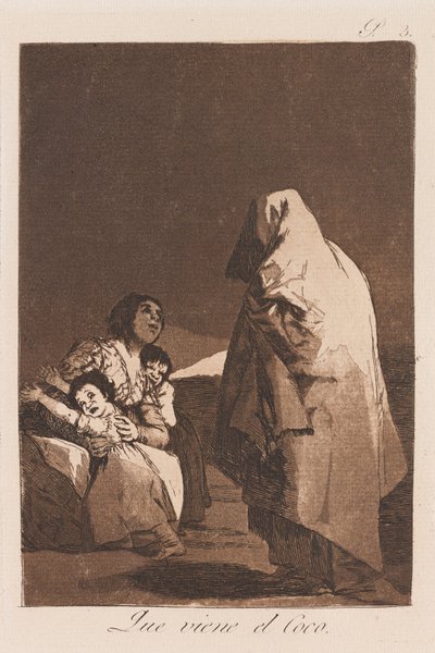 Aquí Viene el Coco, finales del siglo XVIII-principios del siglo XIX (impresión) de Francisco de Goya