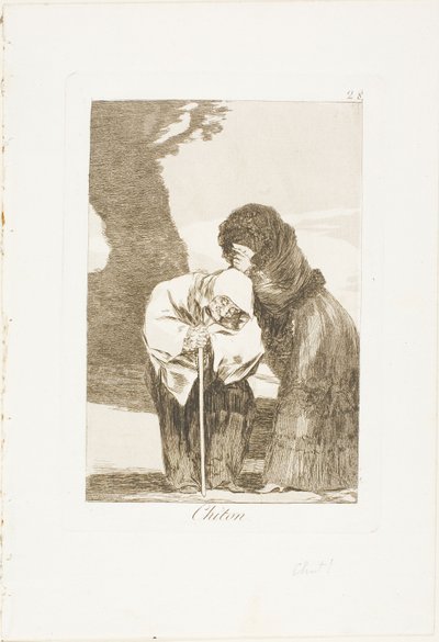 Silencio, placa 28 de Los Caprichos de Francisco Jose de Goya y Lucientes