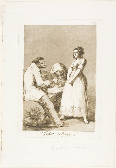 Es Mejor Ser Perezoso, placa 73 de Los Caprichos de Francisco Jose de Goya y Lucientes