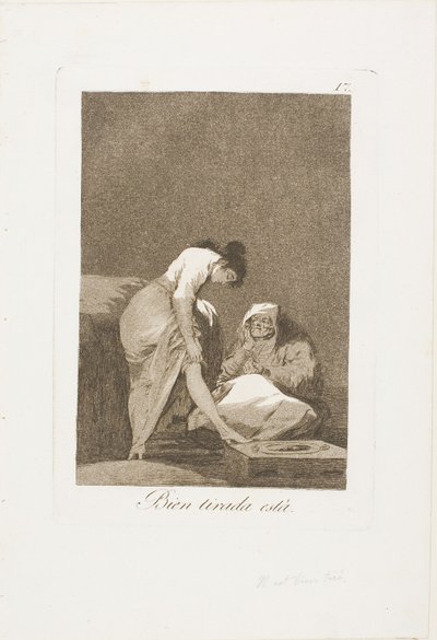 Está bien estirado, lámina 17 de Los Caprichos de Francisco Jose de Goya y Lucientes
