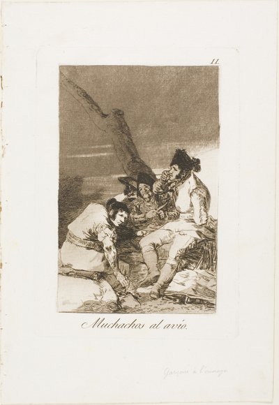 Muchachos preparándose, lámina once de Los Caprichos de Francisco Jose de Goya y Lucientes
