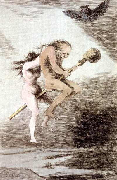 "Linda maestria" brujas en una escoba, c. 1802 (grabado) de Francisco Jose de Goya y Lucientes