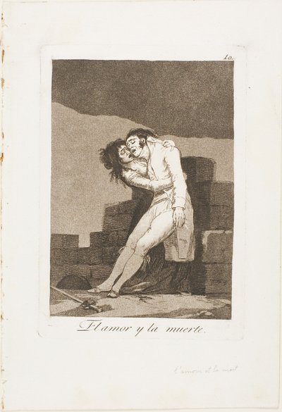 Amor y muerte, lámina diez de Los Caprichos de Francisco Jose de Goya y Lucientes