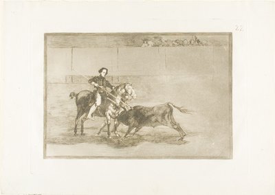 Valentía masculina de la célebre Pajuelera en el ruedo de Zaragoza, lámina 22 de El arte del toreo de Francisco Jose de Goya y Lucientes