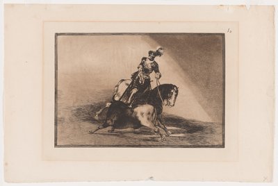 Placa 10 de La Tauromaquia: Carlos V Lanza un Toro en el Anillo de Valladolid, 1816, impreso en 1876 de Francisco Jose de Goya y Lucientes