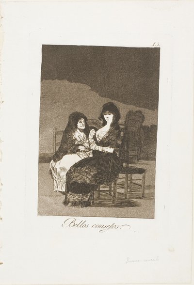 Enseñanzas Bonitas, lámina 15 de Los Caprichos de Francisco Jose de Goya y Lucientes