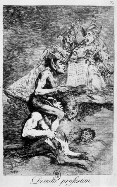 Profesión de fe, escena de brujería con elfos por Goya, finales del siglo XVIII de Francisco de Goya