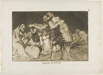 La que está mal casada nunca pierde la oportunidad de decirlo, lámina siete de Los Proverbios de Francisco Jose de Goya y Lucientes