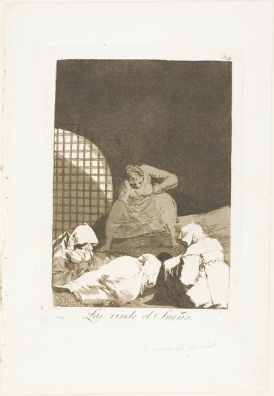 El Sueño los Vence, lámina 34 de Los Caprichos de Francisco Jose de Goya y Lucientes