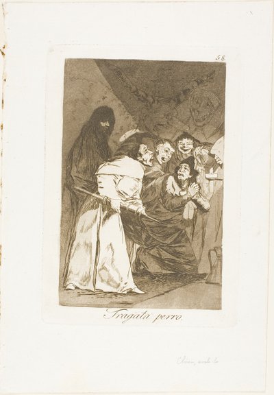 Trágala, perro, lámina 58 de Los Caprichos de Francisco Jose de Goya y Lucientes